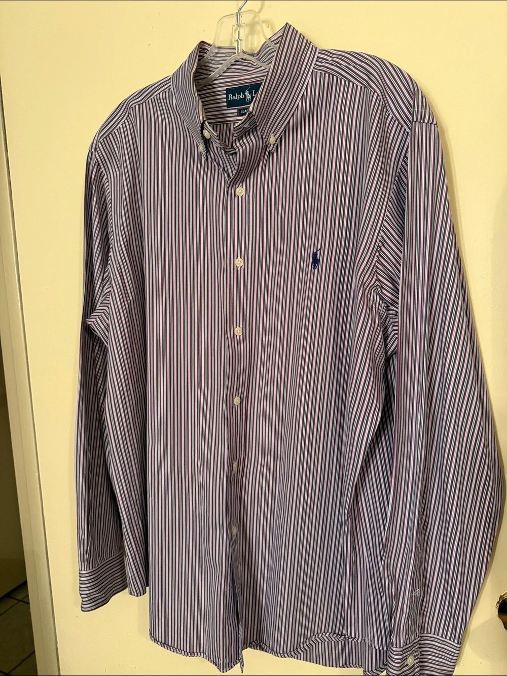 Polo by Ralph Lauren Purple & White Striped Button-Down Shirt with Navy Pony